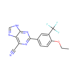 CCOc1ccc(-c2nc(C#N)c3nc[nH]c3n2)cc1C(F)(F)F ZINC000058498717