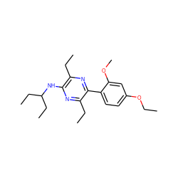 CCOc1ccc(-c2nc(CC)c(NC(CC)CC)nc2CC)c(OC)c1 ZINC000072177285