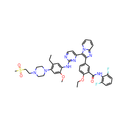 CCOc1ccc(-c2nc3ccccn3c2-c2ccnc(Nc3cc(CC)c(N4CCN(CCS(C)(=O)=O)CC4)cc3OC)n2)cc1C(=O)Nc1c(F)cccc1F ZINC000165079386