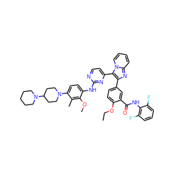 CCOc1ccc(-c2nc3ccccn3c2-c2ccnc(Nc3ccc(N4CCC(N5CCCCC5)CC4)c(C)c3OC)n2)cc1C(=O)Nc1c(F)cccc1F ZINC000165068866