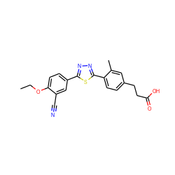 CCOc1ccc(-c2nnc(-c3ccc(CCC(=O)O)cc3C)s2)cc1C#N ZINC000038147481