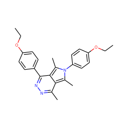 CCOc1ccc(-c2nnc(C)c3c(C)n(-c4ccc(OCC)cc4)c(C)c23)cc1 ZINC000028756342