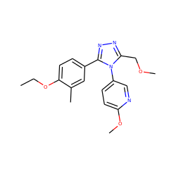 CCOc1ccc(-c2nnc(COC)n2-c2ccc(OC)nc2)cc1C ZINC000045498851