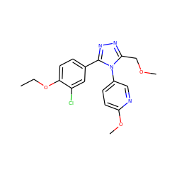 CCOc1ccc(-c2nnc(COC)n2-c2ccc(OC)nc2)cc1Cl ZINC000045497894