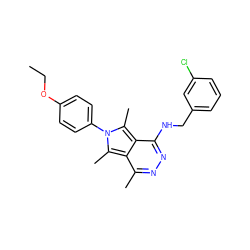 CCOc1ccc(-n2c(C)c3c(C)nnc(NCc4cccc(Cl)c4)c3c2C)cc1 ZINC000028569151