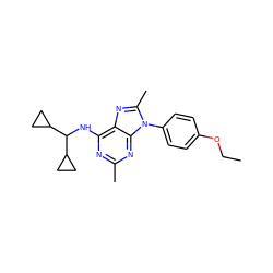 CCOc1ccc(-n2c(C)nc3c(NC(C4CC4)C4CC4)nc(C)nc32)cc1 ZINC000072122655