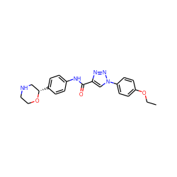 CCOc1ccc(-n2cc(C(=O)Nc3ccc([C@H]4CNCCO4)cc3)nn2)cc1 ZINC000146982771