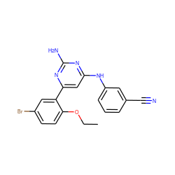 CCOc1ccc(Br)cc1-c1cc(Nc2cccc(C#N)c2)nc(N)n1 ZINC000026381651