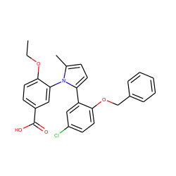 CCOc1ccc(C(=O)O)cc1-n1c(C)ccc1-c1cc(Cl)ccc1OCc1ccccc1 ZINC000028818976