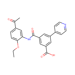 CCOc1ccc(C(C)=O)cc1NC(=O)c1cc(C(=O)O)cc(-c2ccncc2)c1 ZINC000653704632