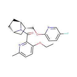 CCOc1ccc(C)nc1C(=O)N1[C@H]2CC[C@H]1[C@H](COc1ccc(F)cn1)C2 ZINC000226065994