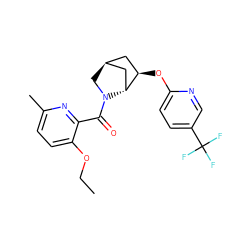 CCOc1ccc(C)nc1C(=O)N1C[C@H]2C[C@@H](Oc3ccc(C(F)(F)F)cn3)[C@H]1C2 ZINC000218363680