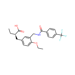 CCOc1ccc(C[C@@H](CC)C(=O)O)cc1CNC(=O)c1ccc(C(F)(F)F)cc1 ZINC000028652237