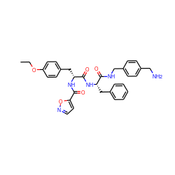 CCOc1ccc(C[C@@H](NC(=O)c2ccno2)C(=O)N[C@@H](Cc2ccccc2)C(=O)NCc2ccc(CN)cc2)cc1 ZINC000206140074