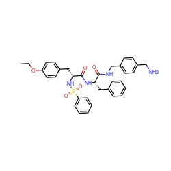 CCOc1ccc(C[C@@H](NS(=O)(=O)c2ccccc2)C(=O)N[C@@H](Cc2ccccc2)C(=O)NCc2ccc(CN)cc2)cc1 ZINC000206300361