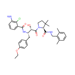 CCOc1ccc(C[C@H](NC(=O)c2cccc(N)c2Cl)[C@H](O)C(=O)N2CCC(C)(C)[C@H]2C(=O)NCc2c(C)cccc2C)cc1 ZINC000029131869