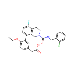 CCOc1ccc(CC(=O)O)cc1-c1ccc(F)c2c1CN(C(=O)NCc1ccccc1Cl)CC2 ZINC000144095716