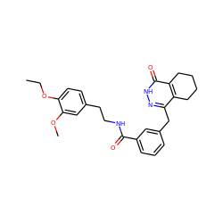 CCOc1ccc(CCNC(=O)c2cccc(Cc3n[nH]c(=O)c4c3CCCC4)c2)cc1OC ZINC000167731319