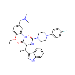 CCOc1ccc(CN(C)C)cc1NC(=O)[C@H](NC(=O)N1CCN(c2ccc(F)cc2)CC1)[C@@H](C)c1c[nH]c2ccccc12 ZINC000140164962