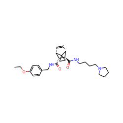 CCOc1ccc(CNC(=O)[C@@H]2[C@@H]3C=C[C@H]([C@H]2C(=O)NCCCCN2CCCC2)C32CC2)cc1 ZINC000168468179