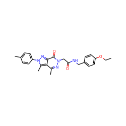 CCOc1ccc(CNC(=O)Cn2nc(C)c3c(C)n(-c4ccc(C)cc4)nc3c2=O)cc1 ZINC000008593406