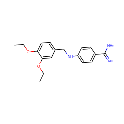 CCOc1ccc(CNc2ccc(C(=N)N)cc2)cc1OCC ZINC000014953400