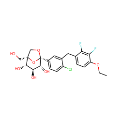 CCOc1ccc(Cc2cc([C@@]34OC[C@@](CO)(O3)[C@@H](O)[C@H](O)[C@H]4O)ccc2Cl)c(F)c1F ZINC000169698791