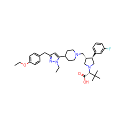 CCOc1ccc(Cc2cc(C3CCN(C[C@H]4CN([C@@H](C(=O)O)C(C)(C)C)C[C@@H]4c4cccc(F)c4)CC3)n(CC)n2)cc1 ZINC000095606420