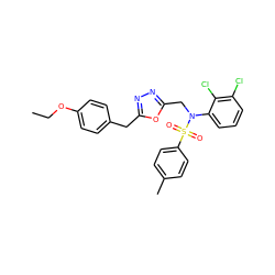 CCOc1ccc(Cc2nnc(CN(c3cccc(Cl)c3Cl)S(=O)(=O)c3ccc(C)cc3)o2)cc1 ZINC000028823334