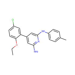 CCOc1ccc(Cl)cc1-c1cc(N)nc(Nc2ccc(C)cc2)c1 ZINC000028522954