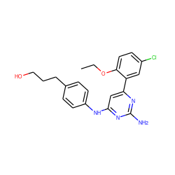 CCOc1ccc(Cl)cc1-c1cc(Nc2ccc(CCCO)cc2)nc(N)n1 ZINC000026391190