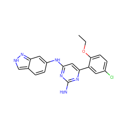 CCOc1ccc(Cl)cc1-c1cc(Nc2ccc3c[nH]nc3c2)nc(N)n1 ZINC000026391988