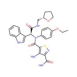 CCOc1ccc(N(C(=O)c2snc(C(N)=O)c2N)[C@H](C(=O)NC[C@@H]2CCCO2)c2c[nH]c3ccccc23)cc1 ZINC000006600944