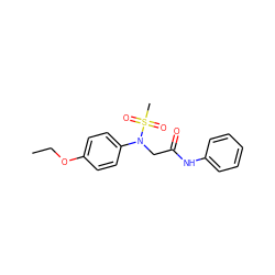 CCOc1ccc(N(CC(=O)Nc2ccccc2)S(C)(=O)=O)cc1 ZINC000000188582