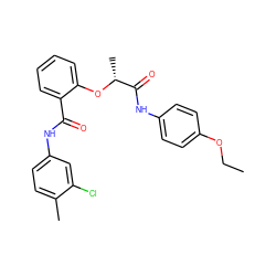 CCOc1ccc(NC(=O)[C@@H](C)Oc2ccccc2C(=O)Nc2ccc(C)c(Cl)c2)cc1 ZINC000002862617