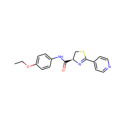 CCOc1ccc(NC(=O)[C@H]2CSC(c3ccncc3)=N2)cc1 ZINC000003030094