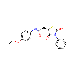 CCOc1ccc(NC(=O)C[C@H]2SC(=O)N(c3ccccc3)C2=O)cc1 ZINC000004181584