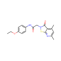 CCOc1ccc(NC(=O)Cn2sc3nc(C)cc(C)c3c2=O)cc1 ZINC000003030656