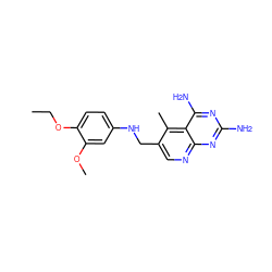 CCOc1ccc(NCc2cnc3nc(N)nc(N)c3c2C)cc1OC ZINC000027618790