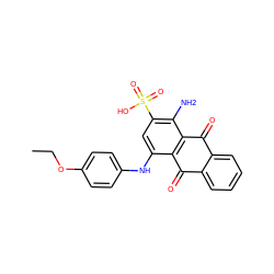 CCOc1ccc(Nc2cc(S(=O)(=O)O)c(N)c3c2C(=O)c2ccccc2C3=O)cc1 ZINC000029130784