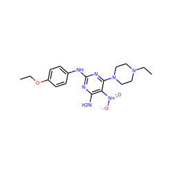 CCOc1ccc(Nc2nc(N)c([N+](=O)[O-])c(N3CCN(CC)CC3)n2)cc1 ZINC000005249729