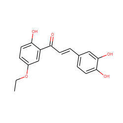 CCOc1ccc(O)c(C(=O)/C=C/c2ccc(O)c(O)c2)c1 ZINC000013834217