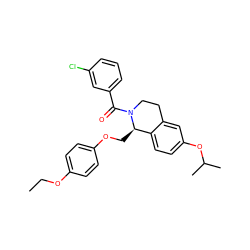 CCOc1ccc(OC[C@@H]2c3ccc(OC(C)C)cc3CCN2C(=O)c2cccc(Cl)c2)cc1 ZINC001772623940