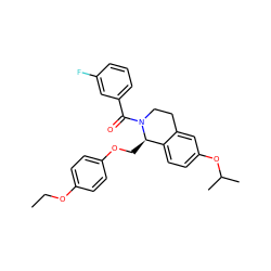 CCOc1ccc(OC[C@@H]2c3ccc(OC(C)C)cc3CCN2C(=O)c2cccc(F)c2)cc1 ZINC001772575053