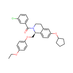 CCOc1ccc(OC[C@@H]2c3ccc(OC4CCCC4)cc3CCN2C(=O)c2cccc(Cl)c2)cc1 ZINC001772627750