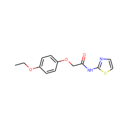 CCOc1ccc(OCC(=O)Nc2nccs2)cc1 ZINC000000147173