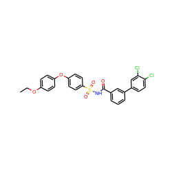 CCOc1ccc(Oc2ccc(S(=O)(=O)NC(=O)c3cccc(-c4ccc(Cl)c(Cl)c4)c3)cc2)cc1 ZINC000072181449