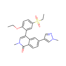 CCOc1ccc(S(=O)(=O)CC)cc1-c1cn(C)c(=O)c2ccc(-c3cnn(C)c3)cc12 ZINC000653721784