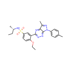 CCOc1ccc(S(=O)(=O)N[C@@H](C)CC)cc1-c1nnc2c(n1)c(C)nn2-c1ccc(C)cc1 ZINC000473133396