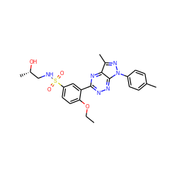 CCOc1ccc(S(=O)(=O)NC[C@H](C)O)cc1-c1nnc2c(n1)c(C)nn2-c1ccc(C)cc1 ZINC000473129097